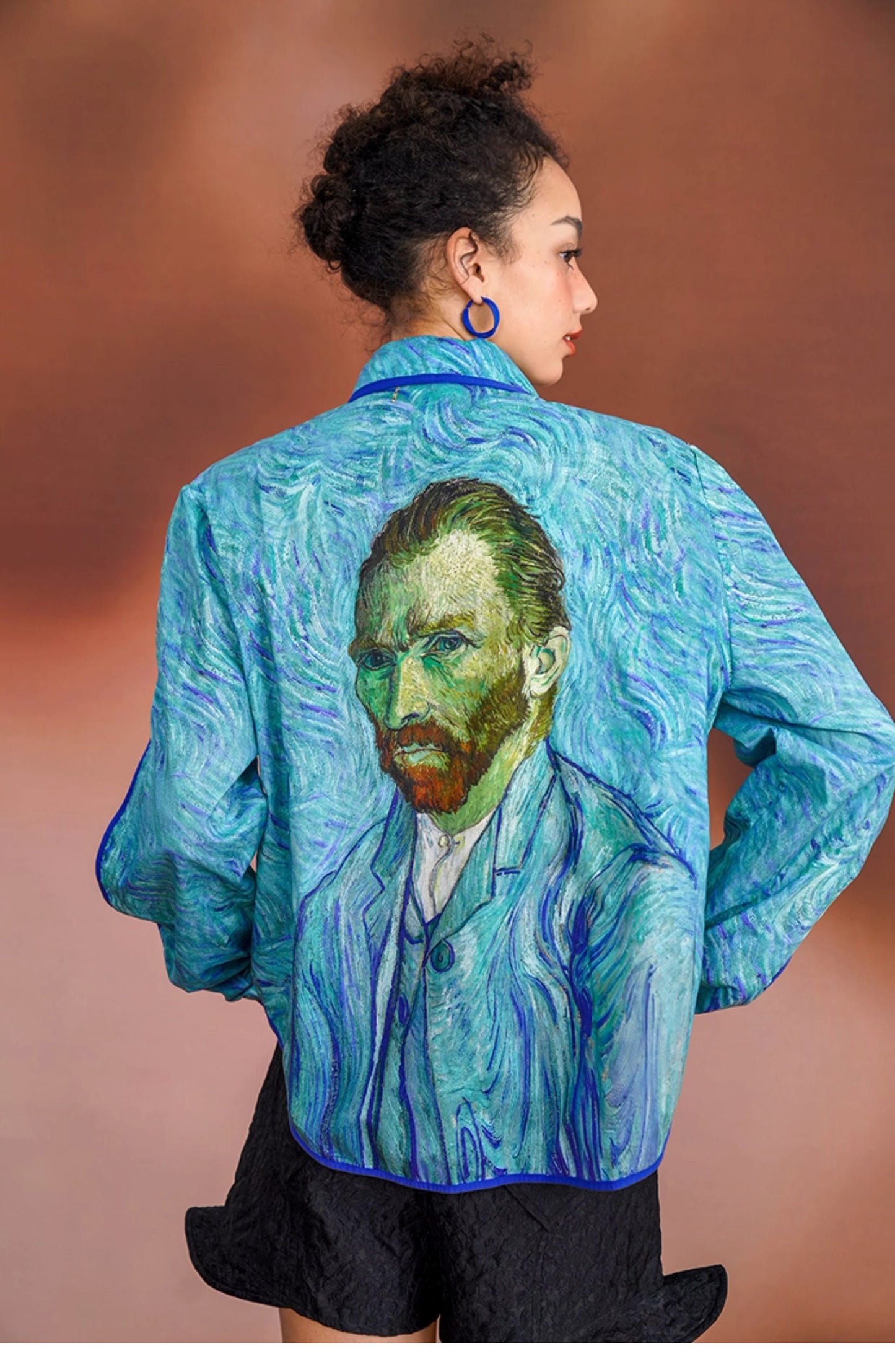 Van Gogh Graphics blouse, designer women collared artistic shirt with pattern print for smart casual or formatl event, party, wedding