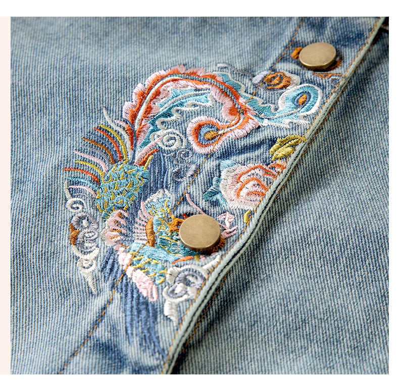 Denim Jacket Oriential styled deisgn for casual party, office or events