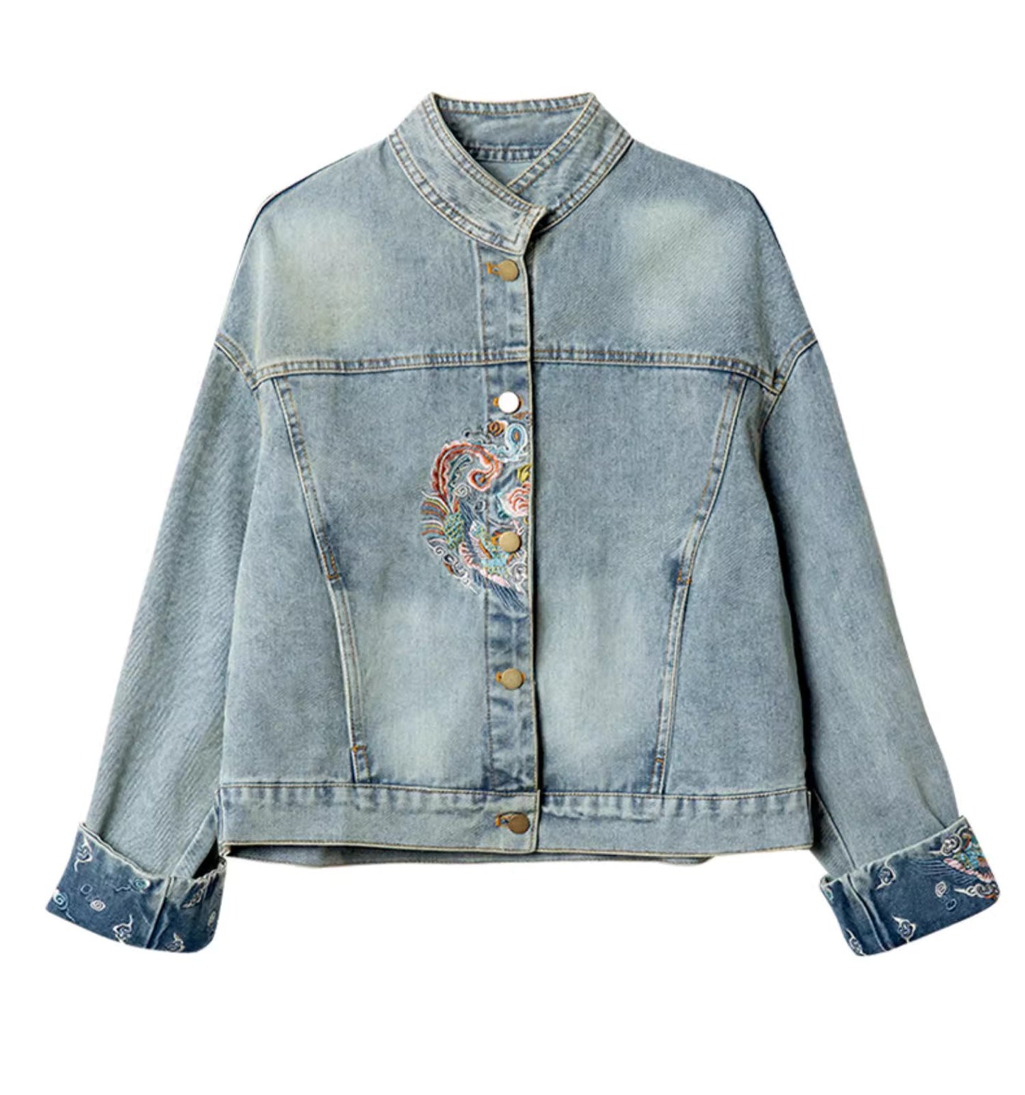 Denim Jacket Oriential styled deisgn for casual party, office or events