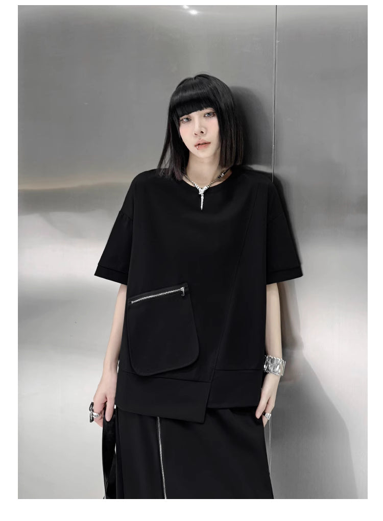 Dark designer woman casual shirt + elastic dress set