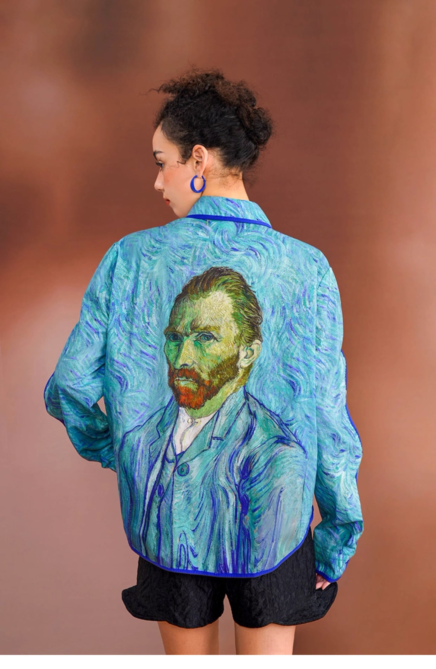 Van Gogh Graphics blouse, designer women collared artistic shirt with pattern print for smart casual or formatl event, party, wedding