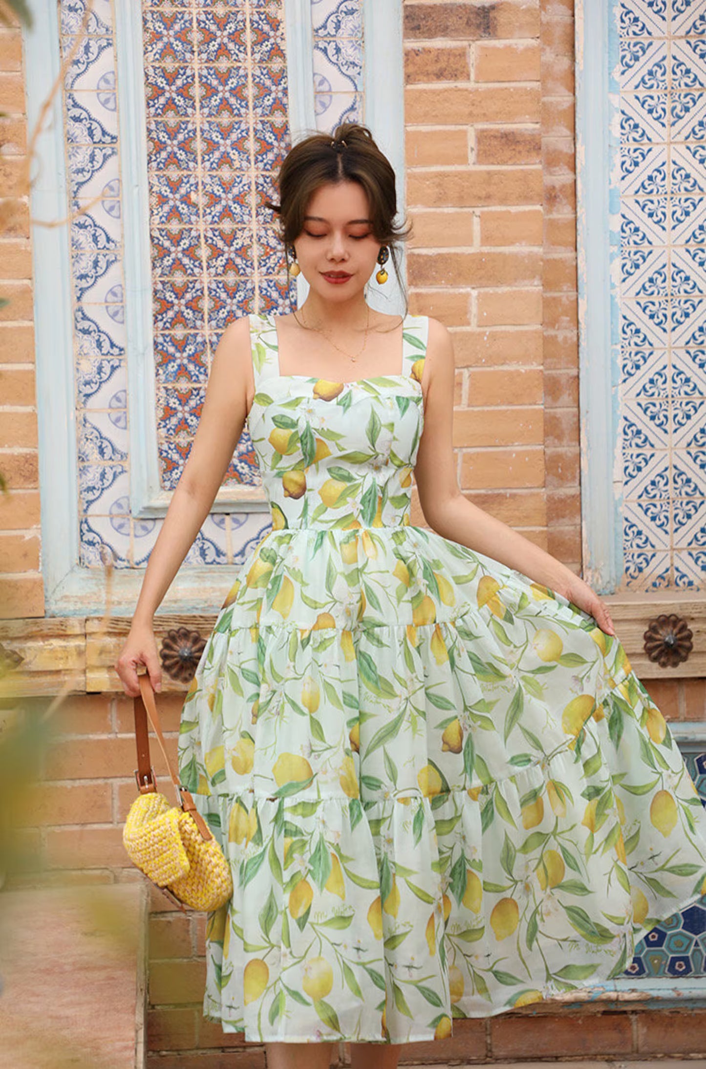 Lemon Dress. Sleeveless Summer Dress. Organza Party Dress