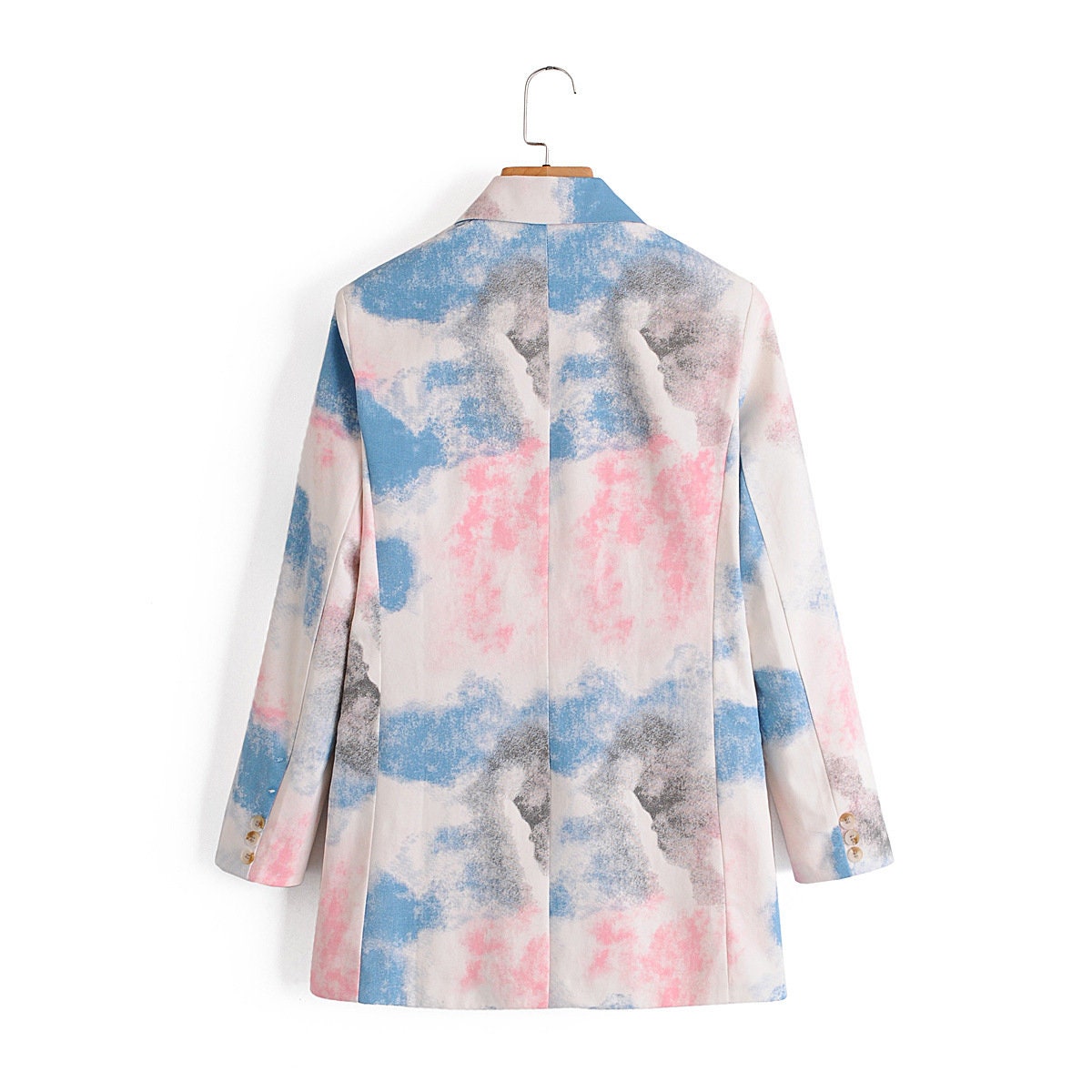 Pink & blue water marbling printing pattern blazer, colorful jacket, long sleeves suit