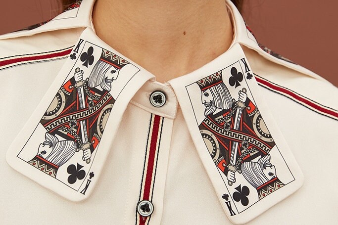 Top, Blouse, shirt, long sleeves, poker collar, classic, fine art, arty shirt