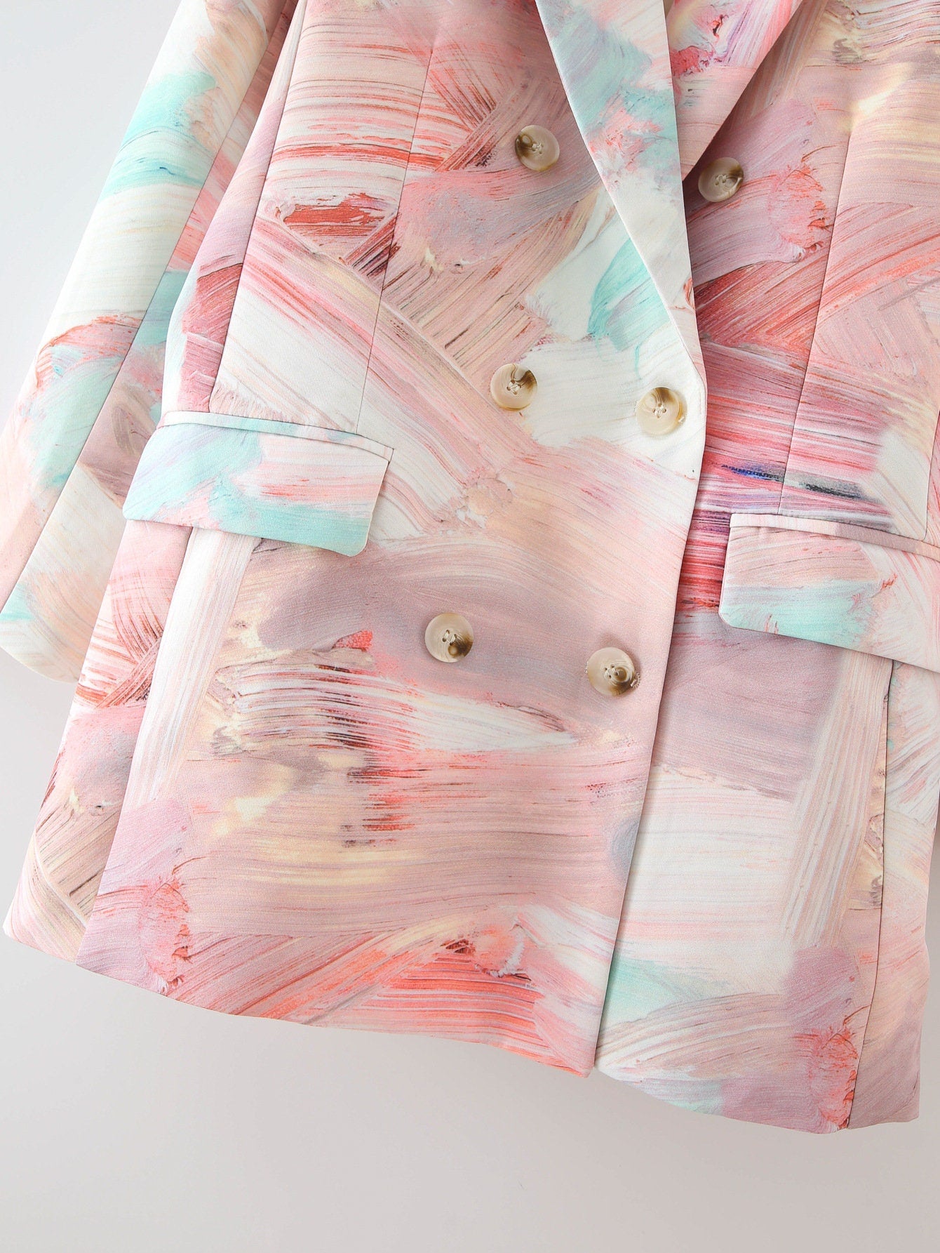 Pink water marbling printing pattern blazer, colorful jacket, long sleeves suit