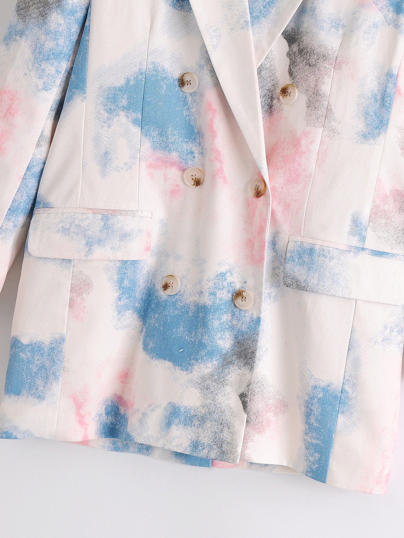 Pink & blue water marbling printing pattern blazer, colorful jacket, long sleeves suit