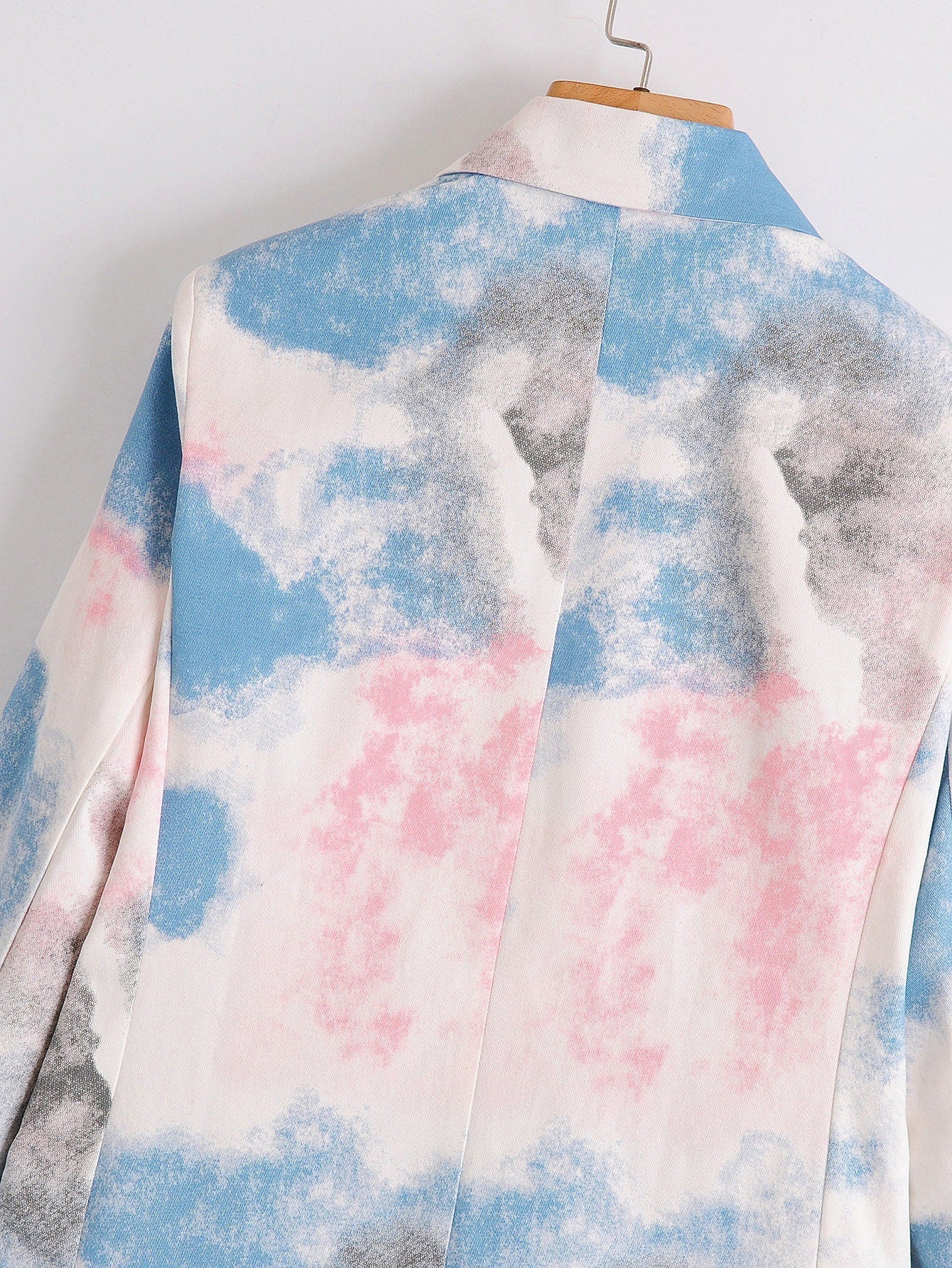 Pink & blue water marbling printing pattern blazer, colorful jacket, long sleeves suit