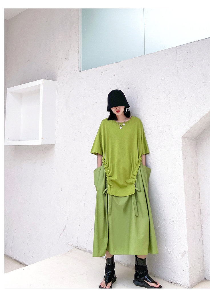 Modern Sharp Green/ Black sweaterdress, Sleeved Kaftan dress, one size fit all, casual or formal, gift for her