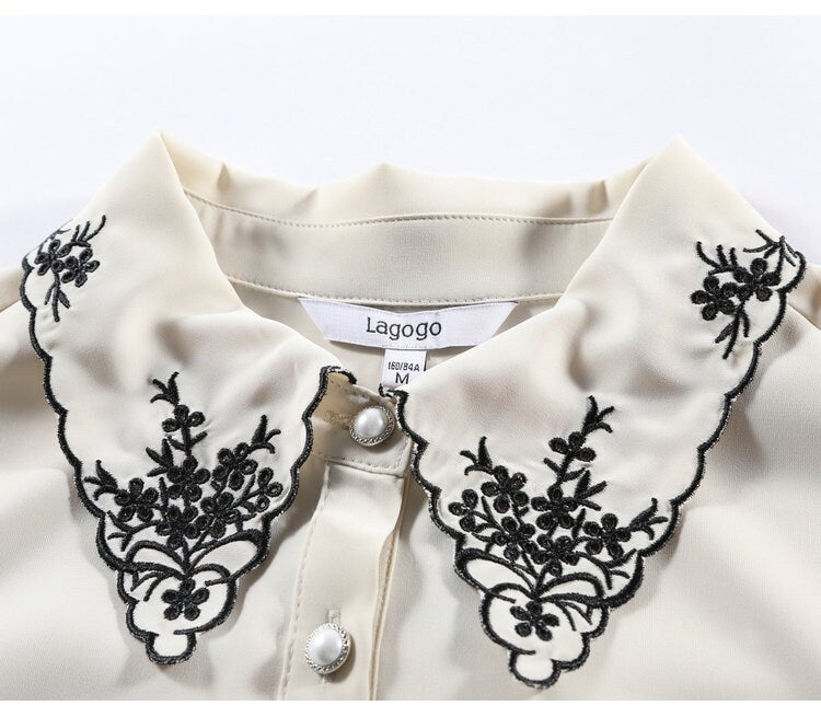 Designer Embroidery Collar Blouse, Women Shirt with Special Collar, for casual / formal, gift for her