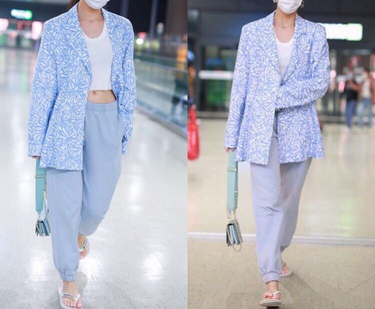 Blue Loose Sized Pant Suit, Designer Woman Suit Jacket + Pant Pattern Graphics