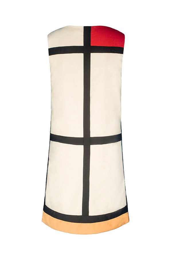 Mondrian One Piece Dress Designer Woman One Piece Pattern Dress color block mini iconic 1960s Cocktail tunic for casual/ formal gift for her