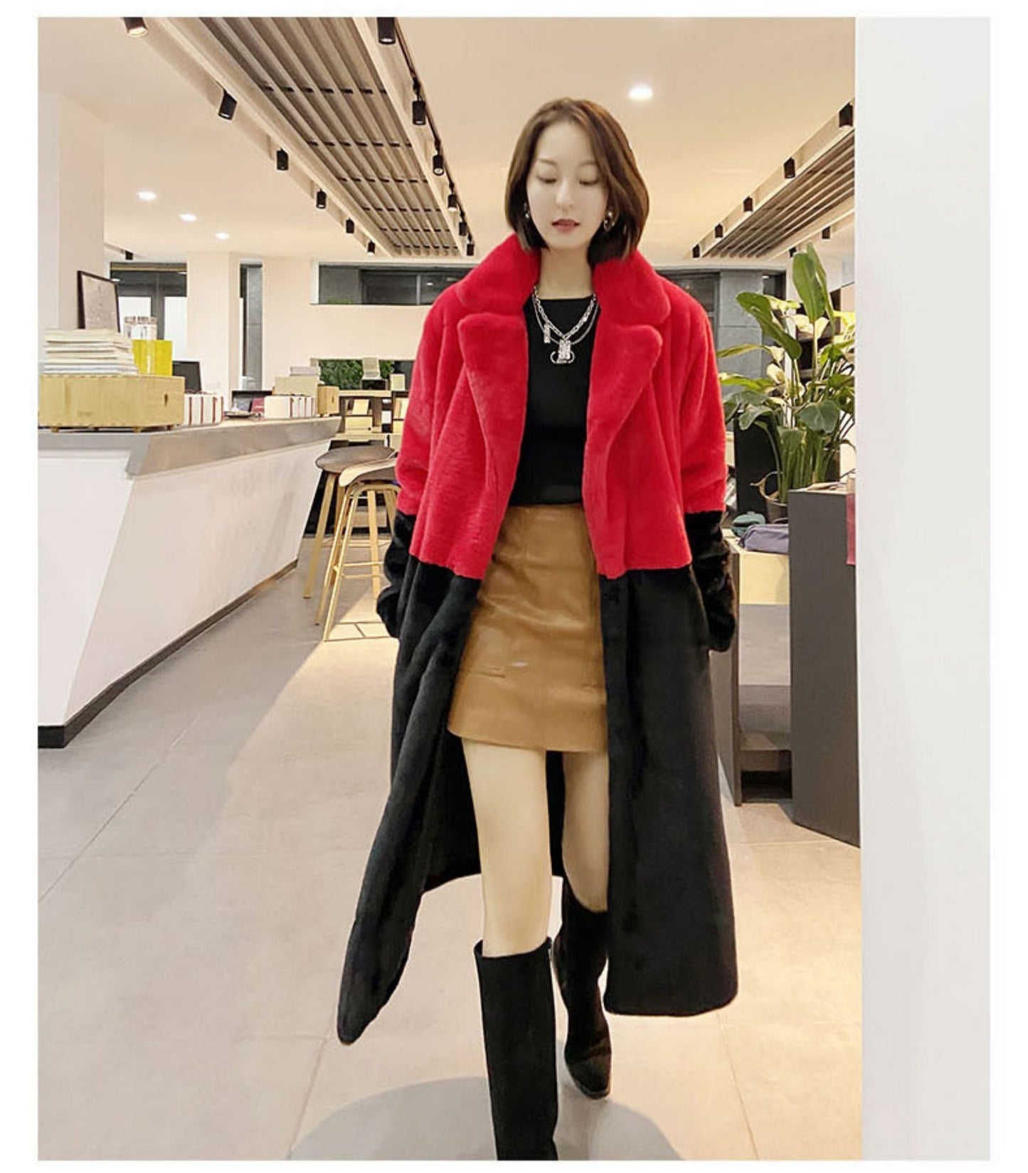 Mult-Colors Patchwork Trench Coat, Designer Woman Long Coat Korean Style for Smart Casual/ Event Party/ Gift for her