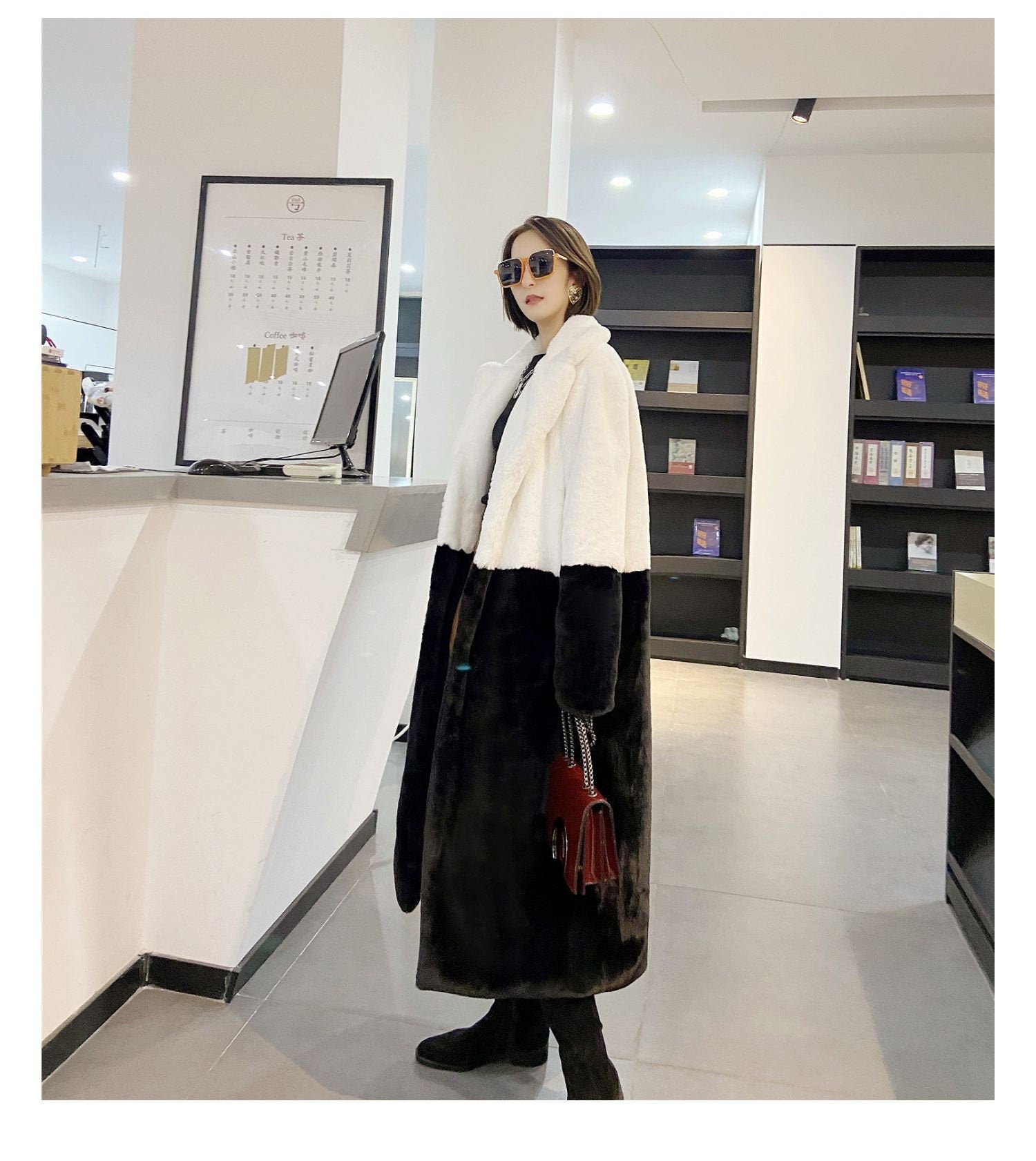 Mult-Colors Patchwork Trench Coat, Designer Woman Long Coat Korean Style for Smart Casual/ Event Party/ Gift for her