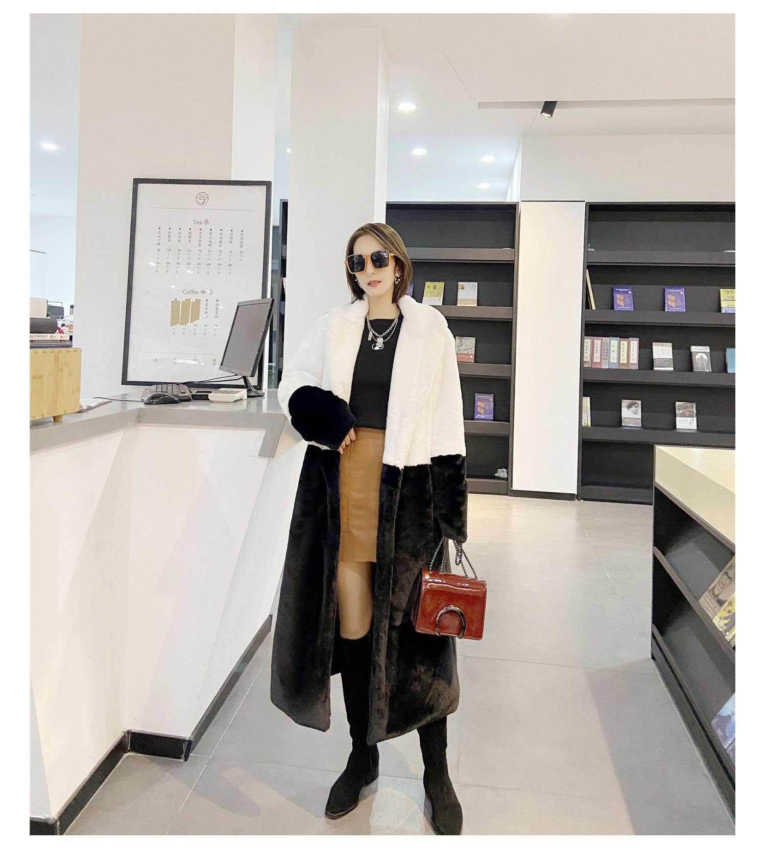 Mult-Colors Patchwork Trench Coat, Designer Woman Long Coat Korean Style for Smart Casual/ Event Party/ Gift for her