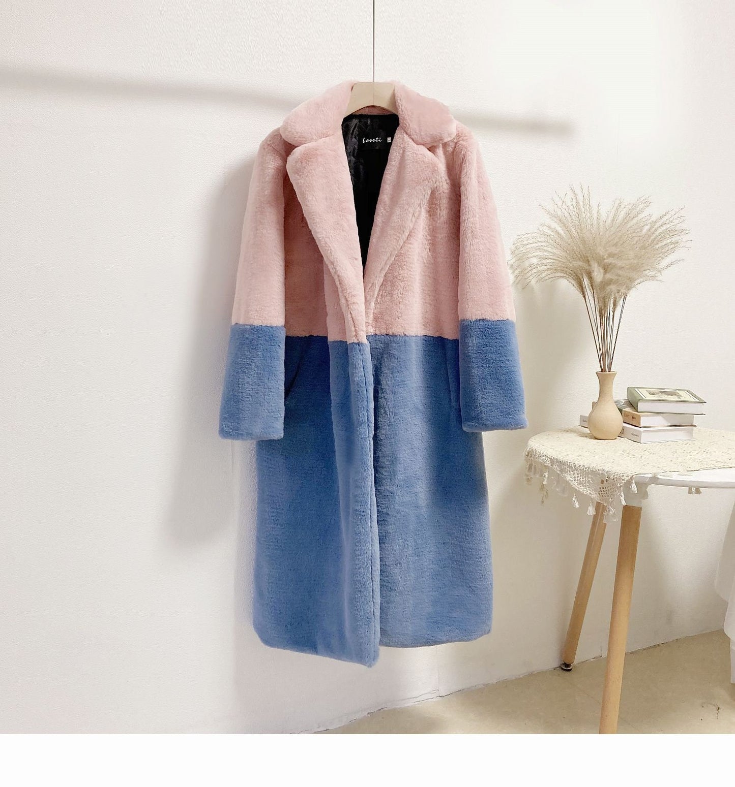 Mult-Colors Patchwork Trench Coat, Designer Woman Long Coat Korean Style for Smart Casual/ Event Party/ Gift for her