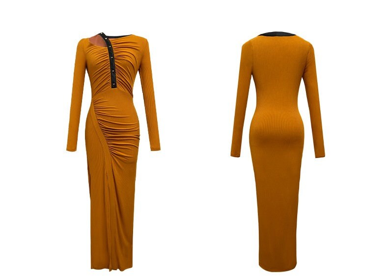 Spring Orange Modern Dress, Slim Cut for Event Party Prom Wedding Gift for her