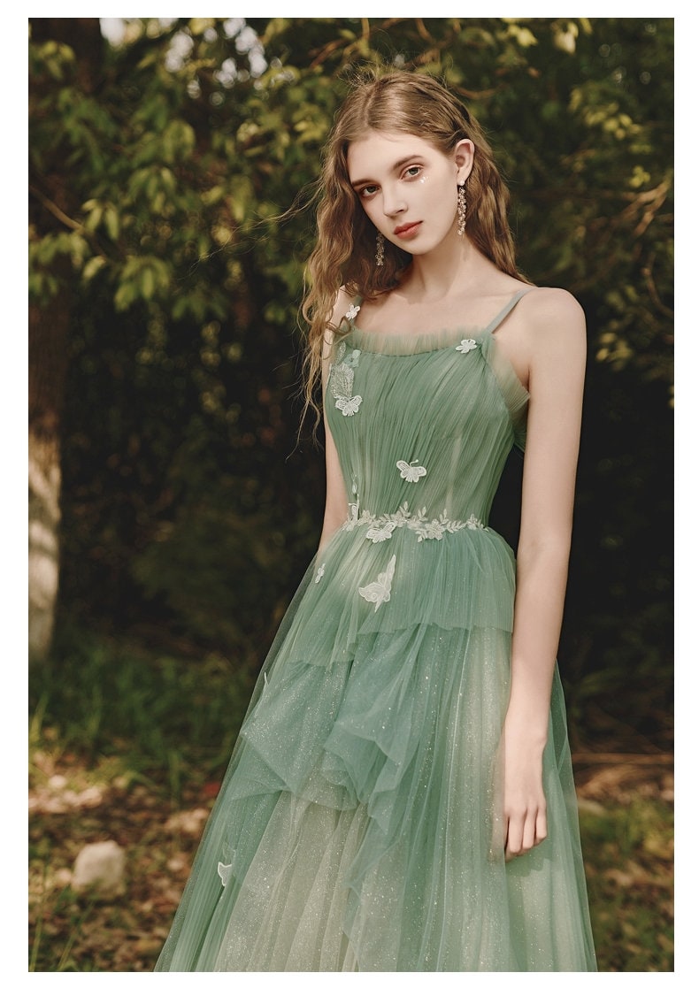 Women Prom /Wedding Dress, Princess Forest Fairy Prom Dress Green Color for Event Party Gift for her