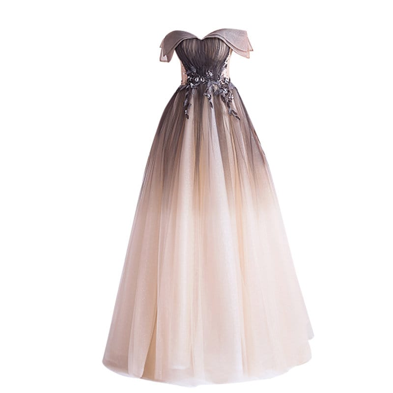 Elegant Brown Color Tulle Prom Dress, Women Wedding Long Dress Princess Look for Event Party Ball Gift for her