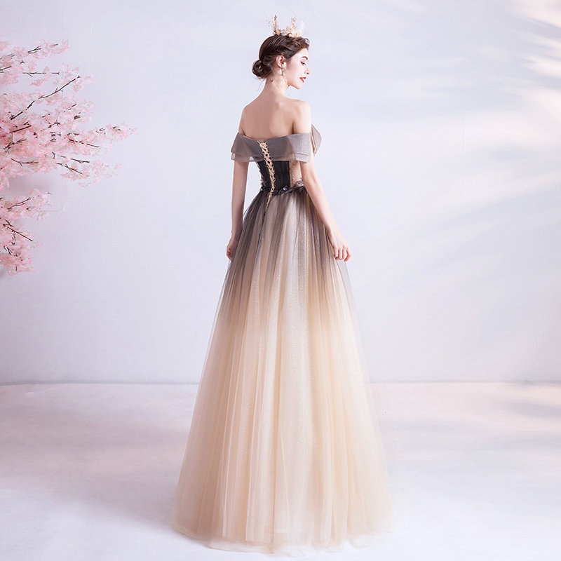 Elegant Brown Color Tulle Prom Dress, Women Wedding Long Dress Princess Look for Event Party Ball Gift for her