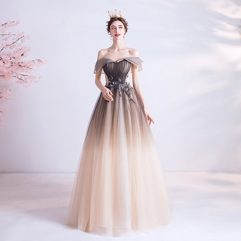 Elegant Brown Color Tulle Prom Dress, Women Wedding Long Dress Princess Look for Event Party Ball Gift for her