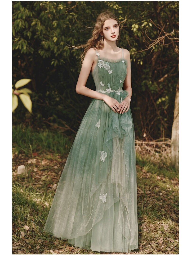 Women Prom /Wedding Dress, Princess Forest Fairy Prom Dress Green Color for Event Party Gift for her