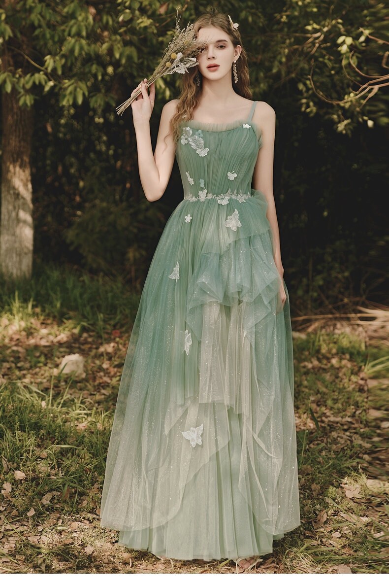 Women Prom /Wedding Dress, Princess Forest Fairy Prom Dress Green Color for Event Party Gift for her