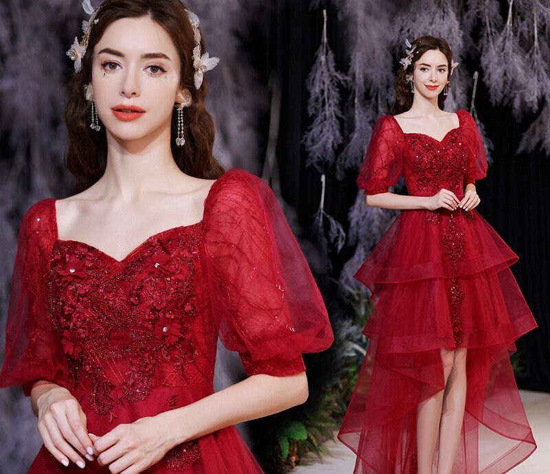 Red Queen Prom Dress, Women Wedding Royal Princess Look for Event Party Cocktail Other Functions Gift for her