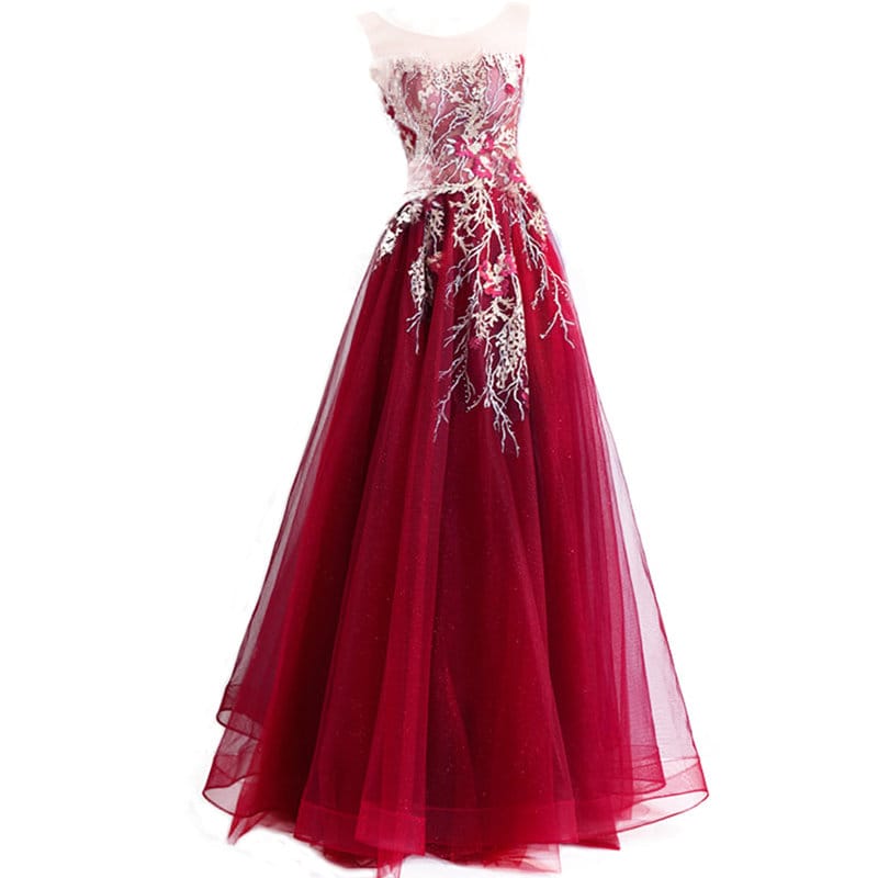 Red Color Long Tulle Prom Dress, Women Wedding Fairy Princess Look for Event Party Function Gift for her