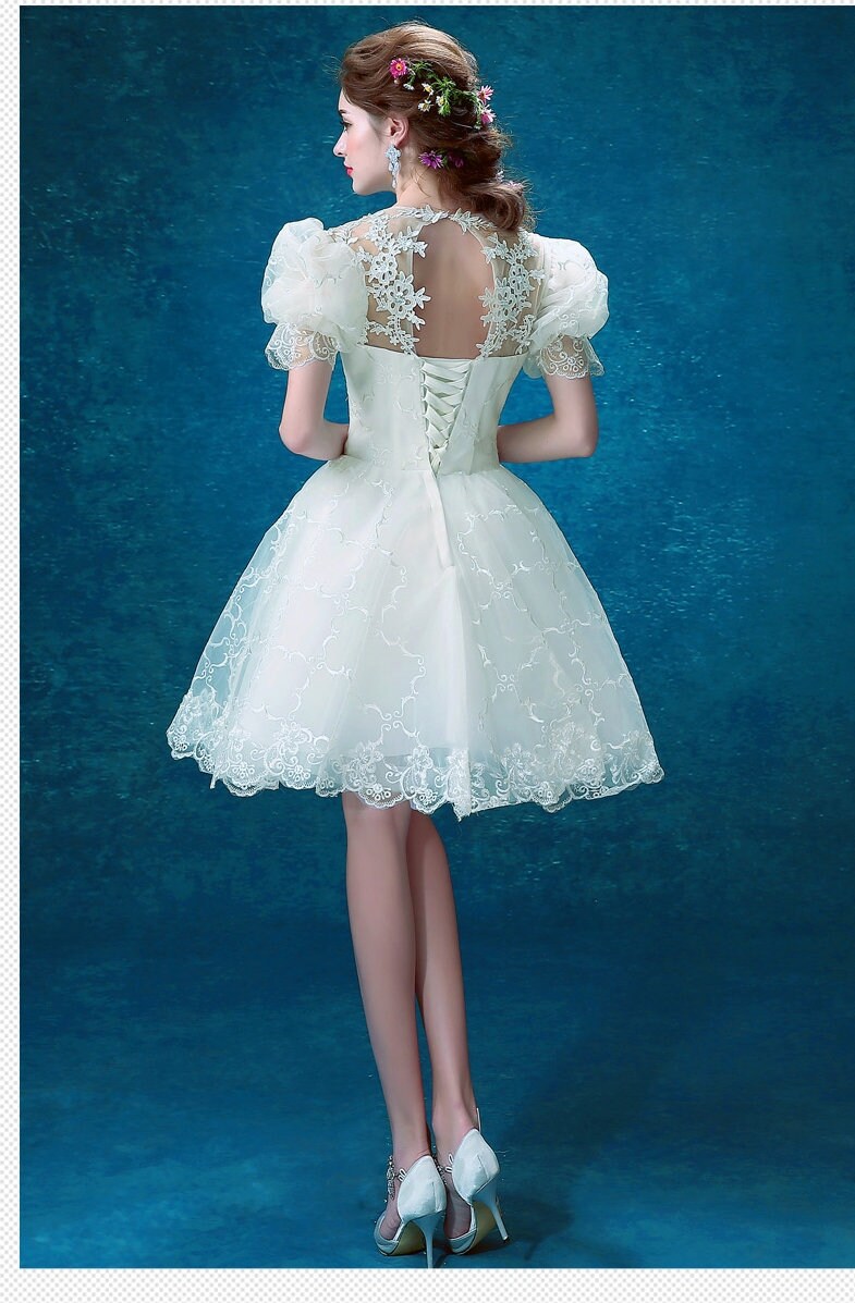 White Lace Fairy Prom Dress, Women Wedding Princess Look for Event Party Function Gift for her