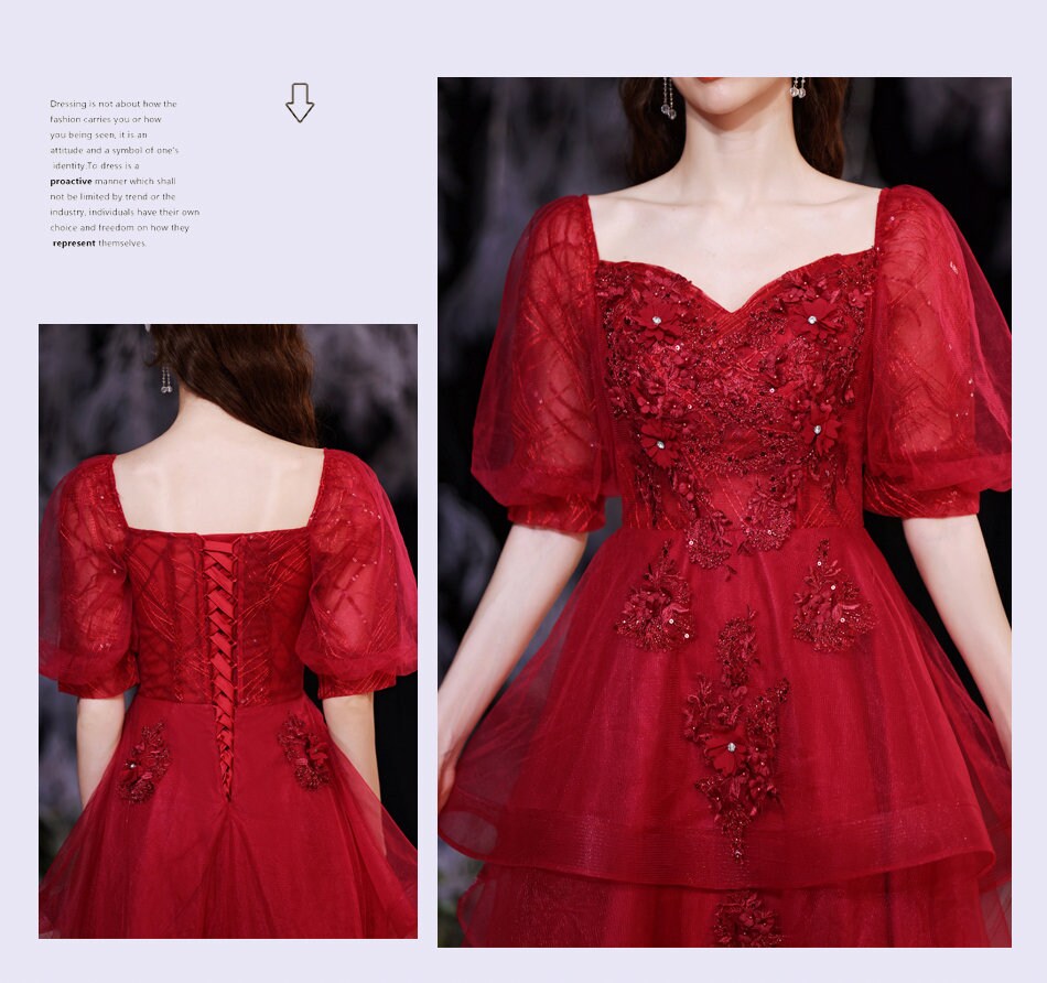 Red Queen Prom Dress, Women Wedding Royal Princess Look for Event Party Cocktail Other Functions Gift for her