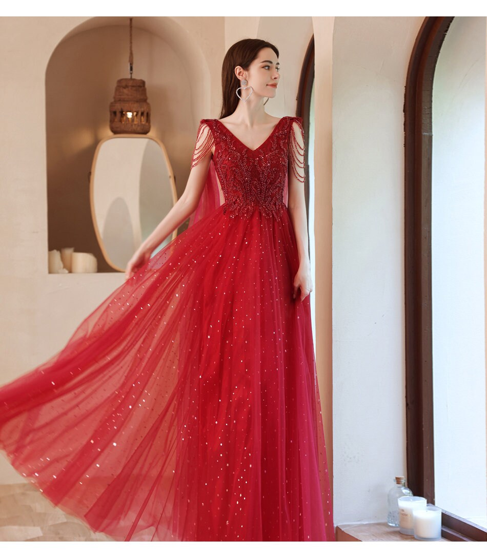 Red Queen Prom Dress, Women Wedding Royal Bridal Princess Look for Event Party Cocktail Other Functions Gift for her