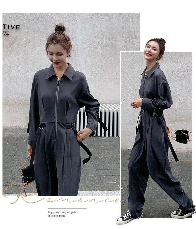 Dark Gray Stripped Jumpsuit, Woman Jeans Rompers Street Smart Casual High Rise Overalls Holiday Playsuit Outdoors Wedding Prom Party Gift