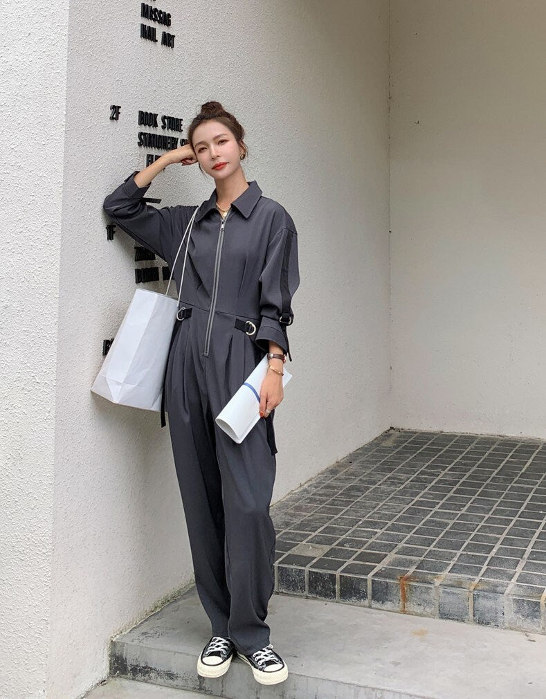 Dark Gray Stripped Jumpsuit, Woman Jeans Rompers Street Smart Casual High Rise Overalls Holiday Playsuit Outdoors Wedding Prom Party Gift