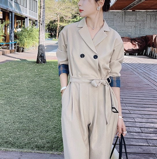 Korean Styled Jumpsuit, Woman Unique Rompers Street Smart Casual High Rise Overalls Holiday Playsuit Outdoors Wedding Prom Party Gift