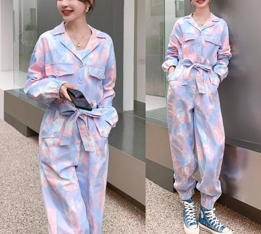 Colorful Tie Dye Jumpsuit, Woman Unique Rompers Street Smart Casual High Rise Overalls Holiday Playsuit Outdoors Wedding Prom Party Gift