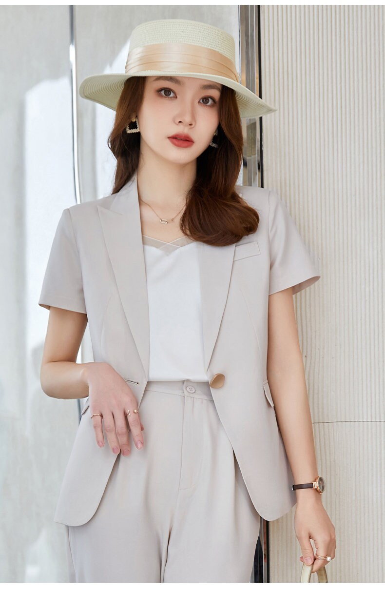 Khaki/ Beige/ Black Summer Dress Suit in Extra Large, Designer Women Blazer & Dress Set Formal Dress for Event Party Office