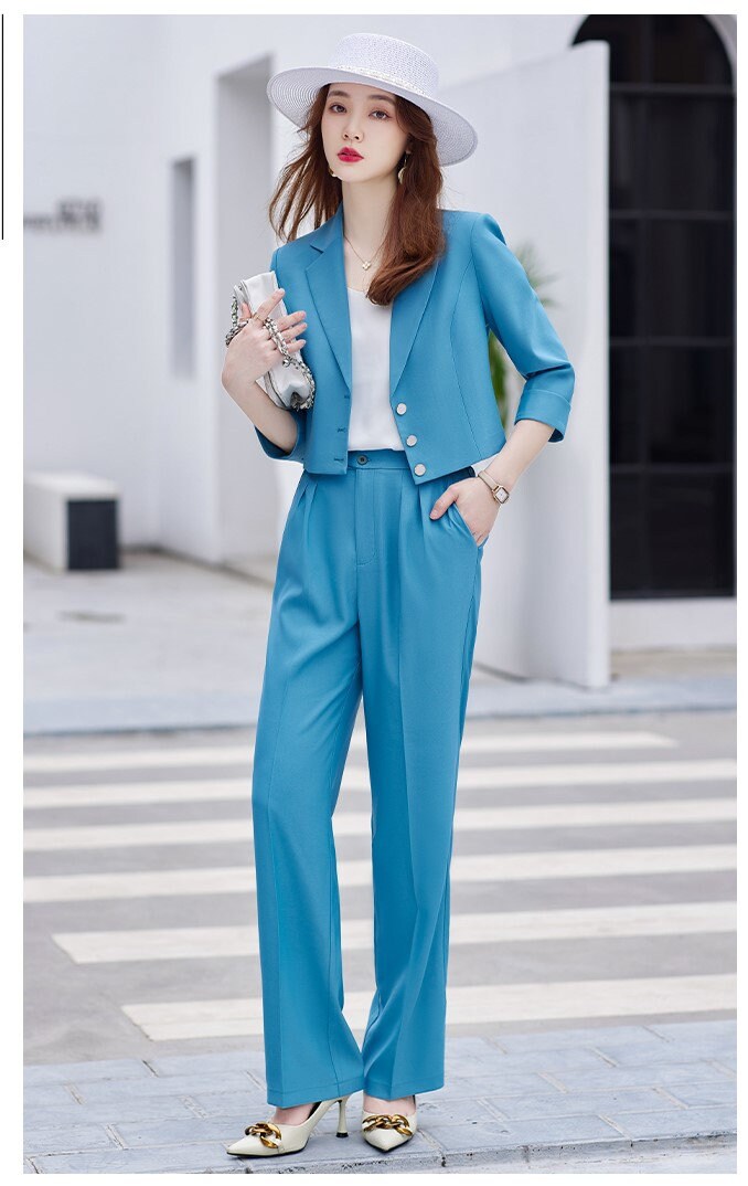 Pastel Colored Summer Pantsuit in Extra Large size, Designer Women Blazer & Pants Set Formal Event Office Gift