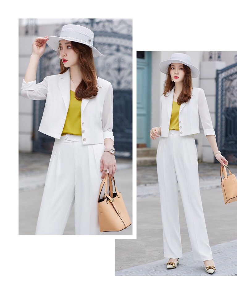 Pastel Colored Summer Pantsuit in Extra Large size, Designer Women Blazer & Pants Set Formal Event Office Gift