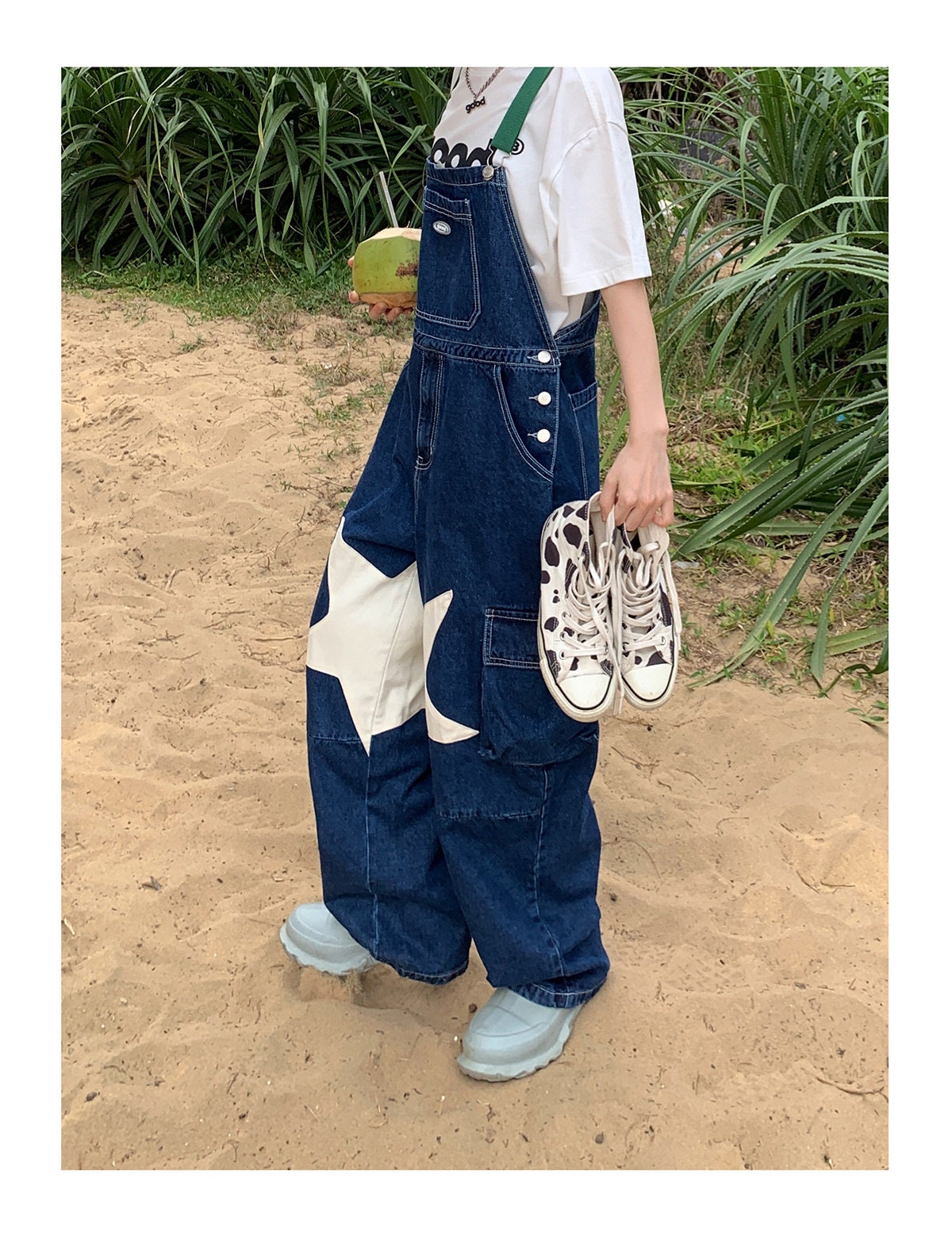 Woman Wide Leg Jumpsuits,Baggy Lady Jeans Overalls, Shoulder Strap Denim Reompers Cottagecore Clothes for Leisure Party Streetwear Gift