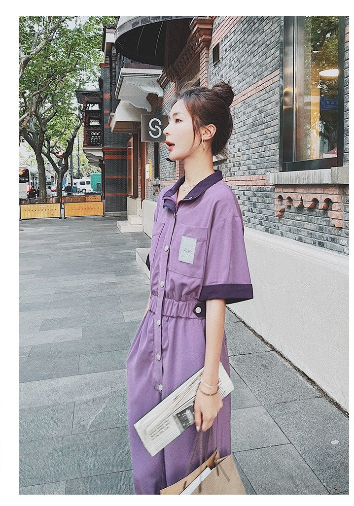 Purple Minimalist Jumpsuit, Woman Rompers Street Smart Casual High Rise Overalls Holiday Playsuit Outdoors Wedding Prom Party Gift