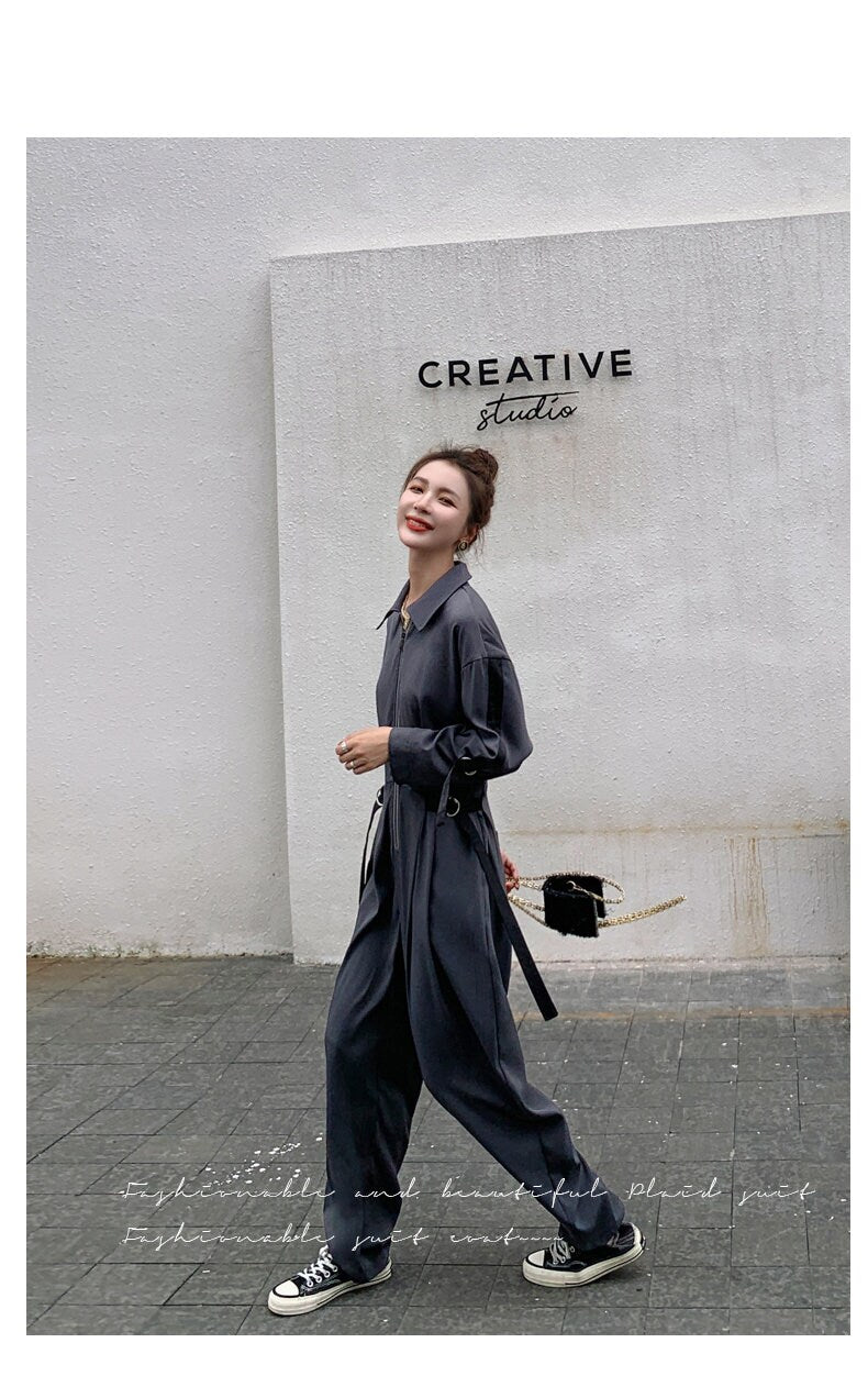 Dark Gray Stripped Jumpsuit, Woman Jeans Rompers Street Smart Casual High Rise Overalls Holiday Playsuit Outdoors Wedding Prom Party Gift