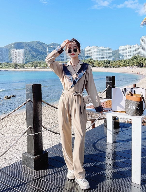 Korean Styled Jumpsuit, Woman Unique Rompers Street Smart Casual High Rise Overalls Holiday Playsuit Outdoors Wedding Prom Party Gift