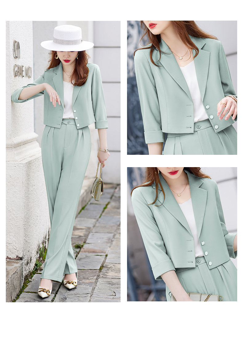 Pastel Colored Summer Pantsuit in Extra Large size, Designer Women Blazer & Pants Set Formal Event Office Gift