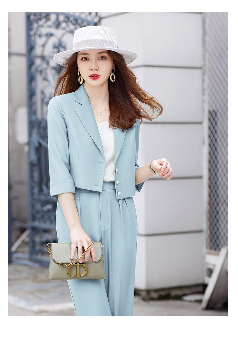 Pastel Colored Summer Pantsuit in Extra Large size, Designer Women Blazer & Pants Set Formal Event Office Gift