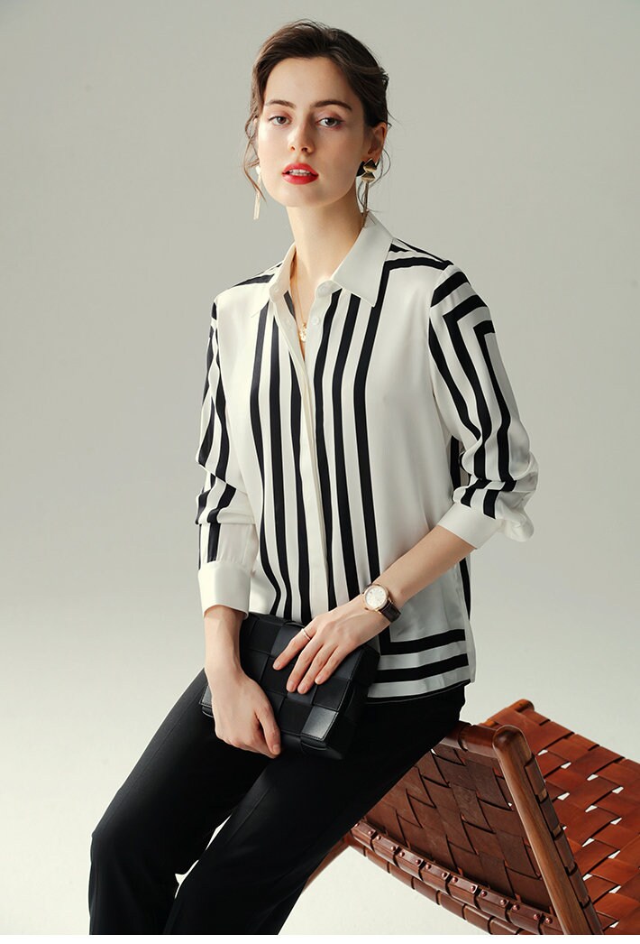 Graphics Design Woman Blouse Geometric Striped Sleeves Summer Button Shirt Formal Party Wedding Event Office Outdoors Casual IG KOL