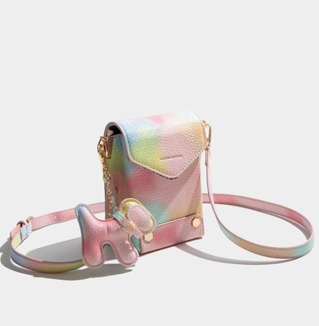 Rainbow gradient handbag with removable adjustable strap, vibrant color lady party shoulder bag, cross body bag purse small clutch