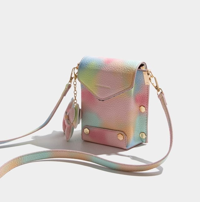 Rainbow gradient handbag with removable adjustable strap, vibrant color lady party shoulder bag, cross body bag purse small clutch