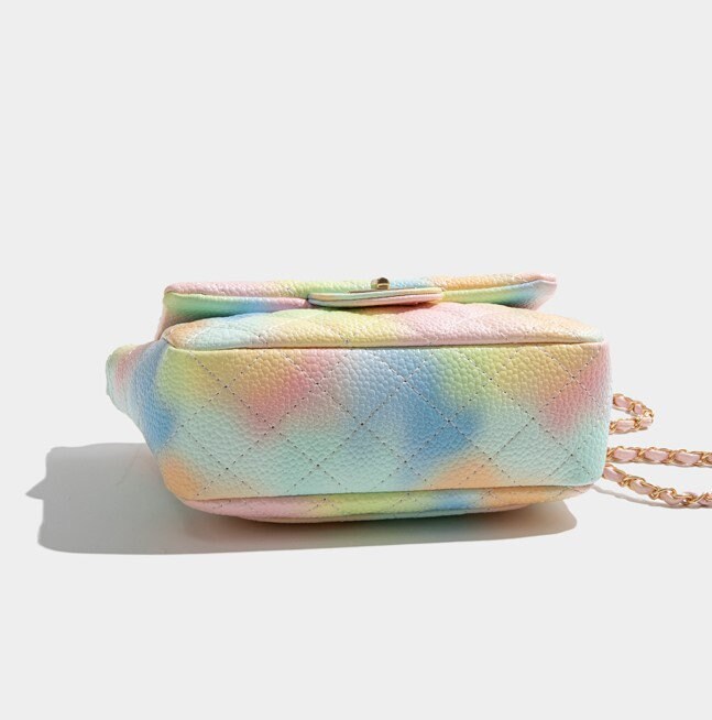 Rainbow gradient handbag with adjustable strap, vibrant color lady party shoulder bag, cross body bag purse small clutch