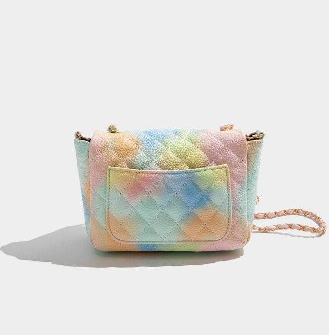 Rainbow gradient handbag with adjustable strap, vibrant color lady party shoulder bag, cross body bag purse small clutch