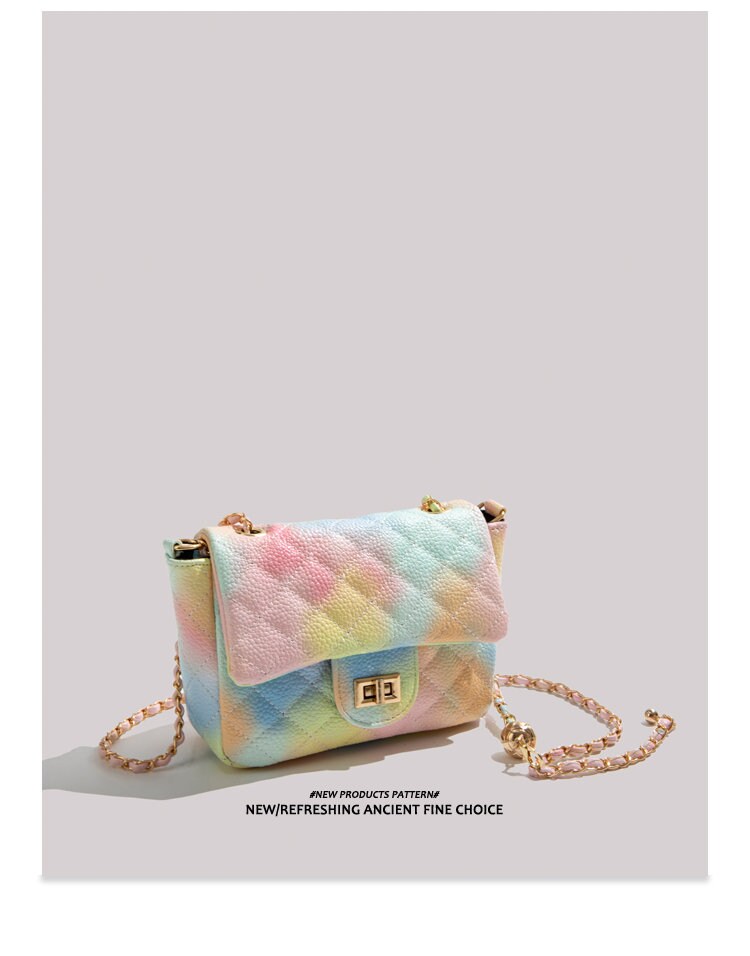 Rainbow gradient handbag with adjustable strap, vibrant color lady party shoulder bag, cross body bag purse small clutch